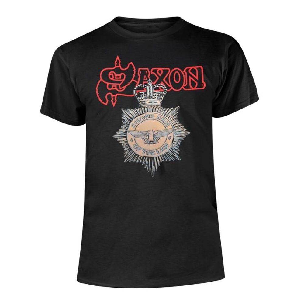 Saxon Unisex Adult Strong Arm Of The Law T-Shirt / Black